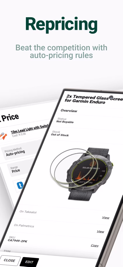Repricing in the Palmetrics app: beat the competition with auto-pricing rules